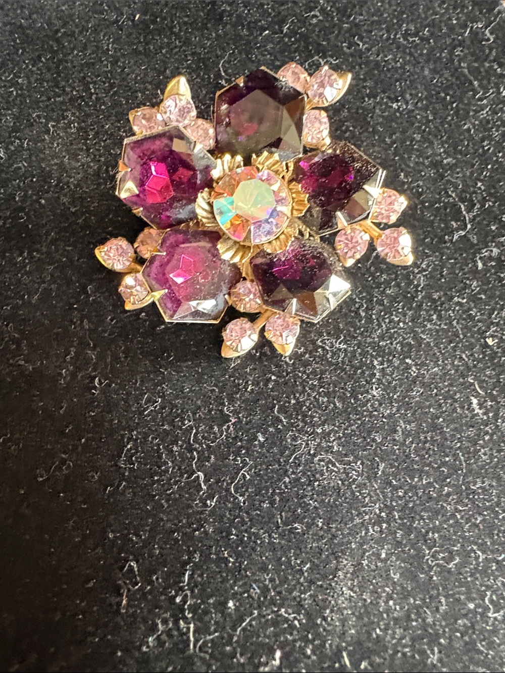 Vintage Rhinestone Purples, AB Center Stone Gorgeous